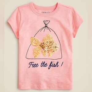 J. Crew Crewcuts Girls' sequin goldfish graphic T-shirt pink
